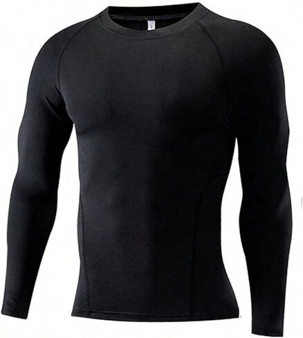 Compression Shirts for Men - Long Sleeve Black Workout Base Layer Athletic Gym Tops Quick Dry Running Undershirts in Saudi Arabia