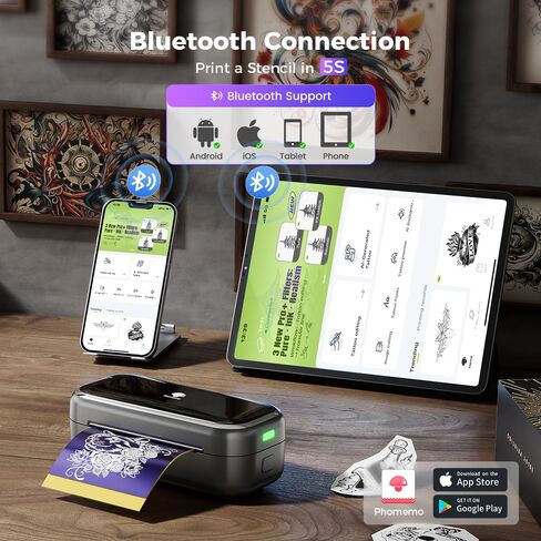 Phomemo Tattoo Stencil Printer, TP31 Mini Tattoo Machine with 30pcs Transfer Paper, Bluetooth Stencil Printer for Tattooing, Compatible with Phone & Tablet, 3 Inch, Pink, Tattoo Supplies in Saudi Arabia