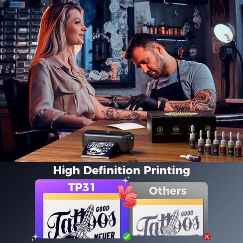 Phomemo Tattoo Stencil Printer, TP31 Mini Tattoo Machine with 30pcs Transfer Paper, Bluetooth Stencil Printer for Tattooing, Compatible with Phone & Tablet, 3 Inch, Pink, Tattoo Supplies in Saudi Arabia