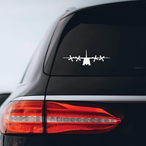 C-130 Airplane Sticker Decal Notebook Car Laptop 8" x 2" (White) in Saudi Arabia