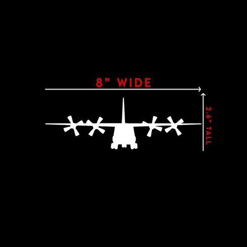 C-130 Airplane Sticker Decal Notebook Car Laptop 8" x 2" (White) in Saudi Arabia