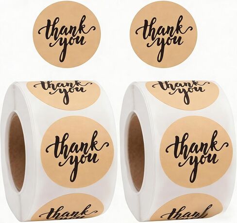 1.5 Inch Kraft Thank You Stickers, 500ps Sealing Stickers Thank You Label Tags for Small Business, Gifts, Weddings, Giveaways, Bridal Showers, Party, Boutiques and Envelope in Kuwait
