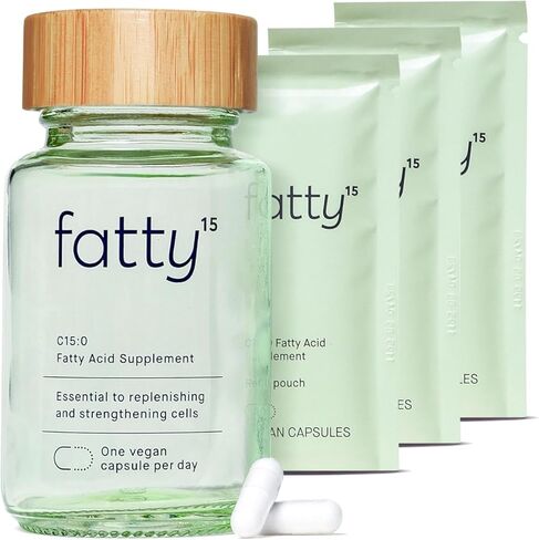 Fatty15 Pure C15:0 مكمل حمض البنتاديكانويك - 3 أضعاف الفوائد الخلوية لأوميجا 3 - مكمل طول العمر - يدعم صحة الأمعاء والكبد والكوليسترول - كبسولات صديقة للنباتيين، عدد 90 in Saudi Arabia