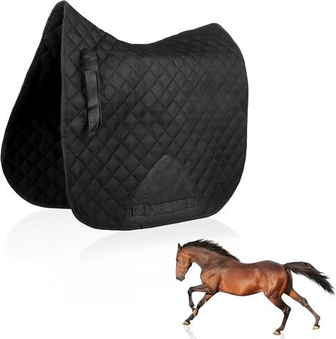 Breathable Saddle Pad with Shock-Absorbing Cushion, Prevents Equine Injuries, Hypoallergenic Foam Layer Enhances Horse Comfort, Professional Equestrian Gear, Black in Saudi Arabia