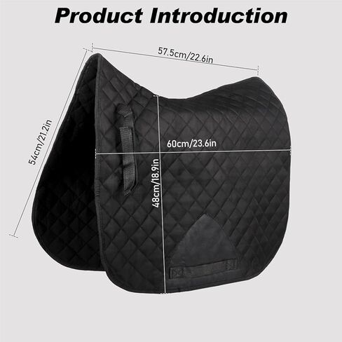 Breathable Saddle Pad with Shock-Absorbing Cushion, Prevents Equine Injuries, Hypoallergenic Foam Layer Enhances Horse Comfort, Professional Equestrian Gear, Black in Saudi Arabia