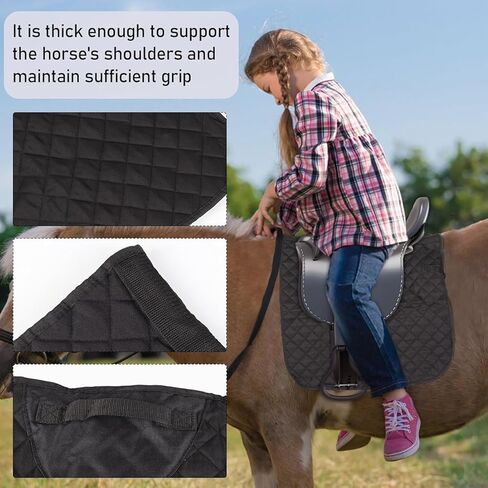 Breathable Saddle Pad with Shock-Absorbing Cushion, Prevents Equine Injuries, Hypoallergenic Foam Layer Enhances Horse Comfort, Professional Equestrian Gear, Black in Saudi Arabia
