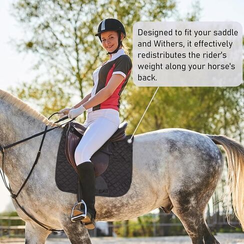 Breathable Saddle Pad with Shock-Absorbing Cushion, Prevents Equine Injuries, Hypoallergenic Foam Layer Enhances Horse Comfort, Professional Equestrian Gear, Black in Saudi Arabia