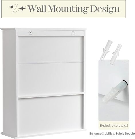 Bathroom Wall Cabinet, White 30" x 24" Wall Mounted Medicine Cabinet, Over Toilet Storage Hanging Cabinet Adjustable Shelves Cupboard with Large Space for Laundry Room, Bedroom, Kitchen, Entryway in Saudi Arabia