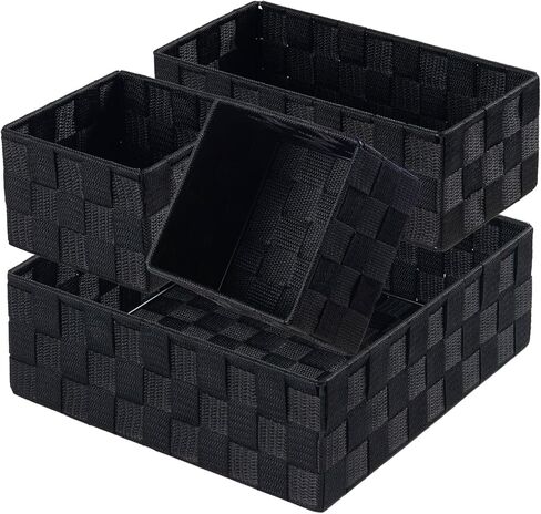 Posprica Woven Storage Baskets for Organizing 6 Pack, Large&Small Storage Cube Bins Set for Bathroom, Storage Boxes Container for Drawer, Closet, Shelf, Dresser, Black in Saudi Arabia