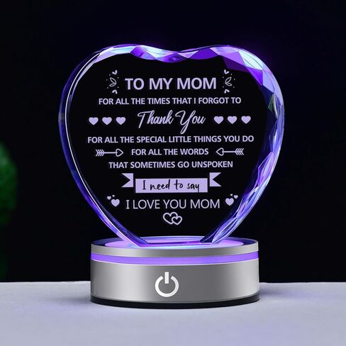 IFOLAINA Mom Birthday Gifts from Daughter Son to My Mom Crystal Heart Keepsake Gifts for Christmas Mother's Day Thanksgiving Day Engraved Mother Quote in Saudi Arabia
