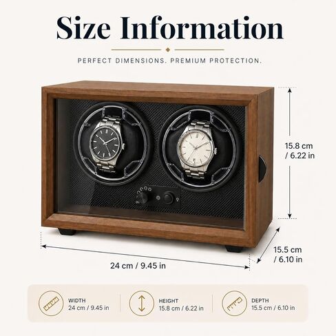 Watch Winder with Wood Grain Case, Watch Automatic Mechanical Watch Winder Box, Glass Door Display, Quiet Motor, Desktop Watch Storage Organizer in Saudi Arabia
