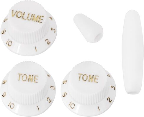 eMagTech White Knobs Set with Switch Tip Kit 2 Tone 1 Volume Set Compatible With Fender Compatible With Stratocaster Guitars ST Style Electric Guitar in Saudi Arabia