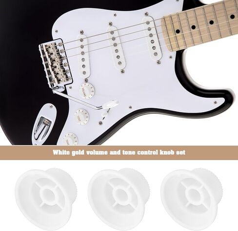 eMagTech White Knobs Set with Switch Tip Kit 2 Tone 1 Volume Set Compatible With Fender Compatible With Stratocaster Guitars ST Style Electric Guitar in Saudi Arabia