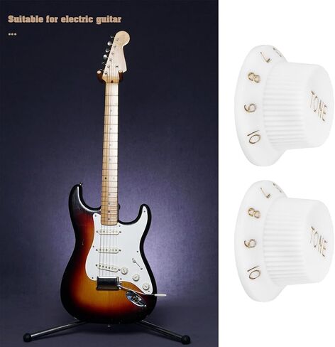 eMagTech White Knobs Set with Switch Tip Kit 2 Tone 1 Volume Set Compatible With Fender Compatible With Stratocaster Guitars ST Style Electric Guitar in Saudi Arabia