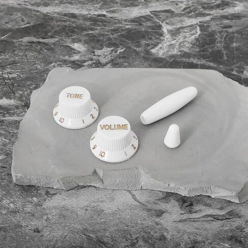 eMagTech White Knobs Set with Switch Tip Kit 2 Tone 1 Volume Set Compatible With Fender Compatible With Stratocaster Guitars ST Style Electric Guitar in Saudi Arabia
