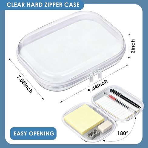 3PCS Clear Hard Plastic Zipper Case, Double Zippers Hard Pouch, Portable Travel Organizer Bin, Clear Makeup Bag for Toy Storage, Snack Bag, Cosmetics, Pencil Case, Diaper Bag, Toiletry Bag (3PCS-M) in Saudi Arabia