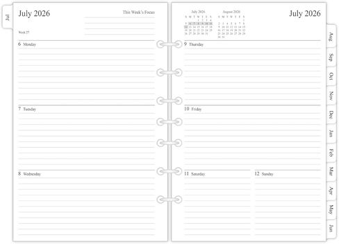 newestor 2025 Weekly & Monthly Planner Refill, 5-1/2" x 8-1/2", Runs from January 2025 to December 2025, Ruled Daily Blocks, Classic/Desk Size 4, 7-Hole Punched in Kuwait