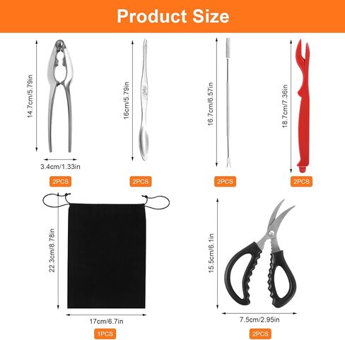 10Pcs Crab Cracker Tool Set, Crab Legs Crackers Lobster Crackers, Stainless Steel Seafood Crackers Forks With Storage Bag Seafood Tools for Seafood Lovers in Kuwait