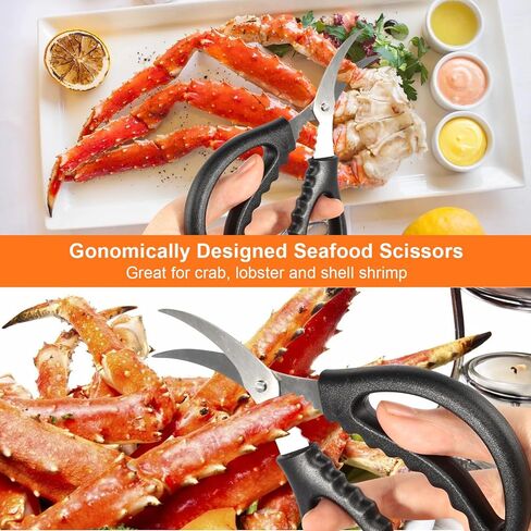 10Pcs Crab Cracker Tool Set, Crab Legs Crackers Lobster Crackers, Stainless Steel Seafood Crackers Forks With Storage Bag Seafood Tools for Seafood Lovers in Kuwait