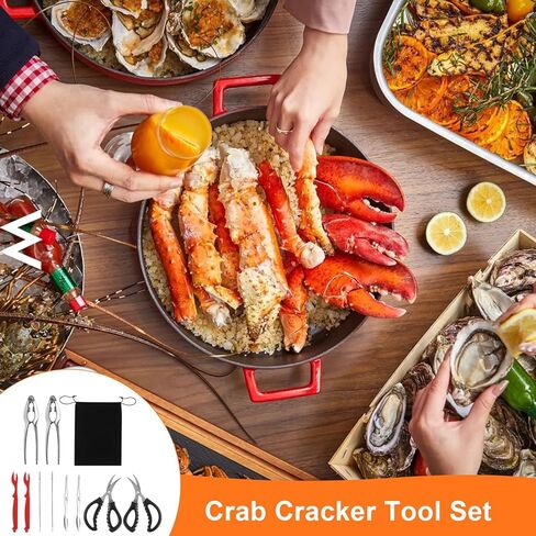 10Pcs Crab Cracker Tool Set, Crab Legs Crackers Lobster Crackers, Stainless Steel Seafood Crackers Forks With Storage Bag Seafood Tools for Seafood Lovers in Kuwait
