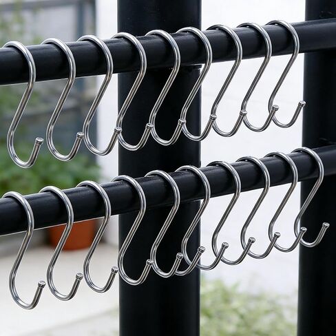 10 Pieces, S Shaped Hooks, Silver Stainless Steel Metal Coat Clothes Towel Hangers, Kitchen Pots Pans Coffee Cups Rack Hooks (5.5cm) in Saudi Arabia