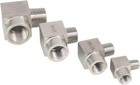 1 قطعة 1/8 "1/4" 3/8 "1/2" 3/4 "BSPP أنثى إلى BSPT ذكر الكوع 90 درجة 304 ماسورة من الفولاذ المقاوم للصدأ تركيب محول موصل 357 PSI (1/2") in Kuwait
