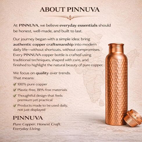 Copper Water Bottle 32oz - Extra Large 100% Pure Ayurvedic Copper Water Bottle for Drinking, Wide Mouth, Leak-Proof Lid BPA Free Non-Insulated & Eco Friendly with Premium Quality in Saudi Arabia