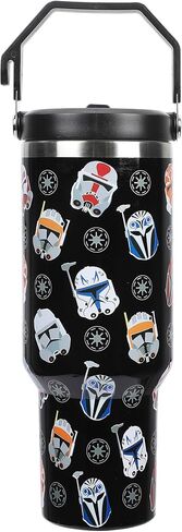 Bioworld Star Wars Mandalorian Helmets All-Over Print Black 40 Oz Stainless Steel Water Bottle in Saudi Arabia