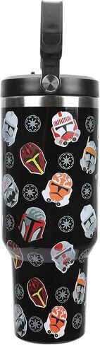 Bioworld Star Wars Mandalorian Helmets All-Over Print Black 40 Oz Stainless Steel Water Bottle in Saudi Arabia