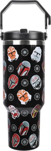 Bioworld Star Wars Mandalorian Helmets All-Over Print Black 40 Oz Stainless Steel Water Bottle in Saudi Arabia