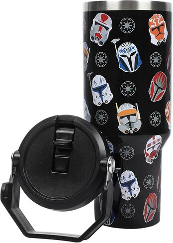 Bioworld Star Wars Mandalorian Helmets All-Over Print Black 40 Oz Stainless Steel Water Bottle in Saudi Arabia