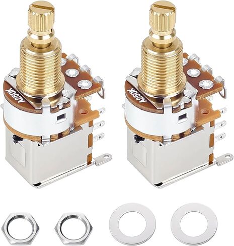 Banworks Full Brass B250K Imperial 3/8" Thread Push Push Guitar Pots 18-Spline Split Long Shaft (18mm Length) Linear Taper Potentiometer for Fender Strat/Tele Gibson Les Paul LP/SG PRS 2Pcs JT/XNQ-07 in Saudi Arabia