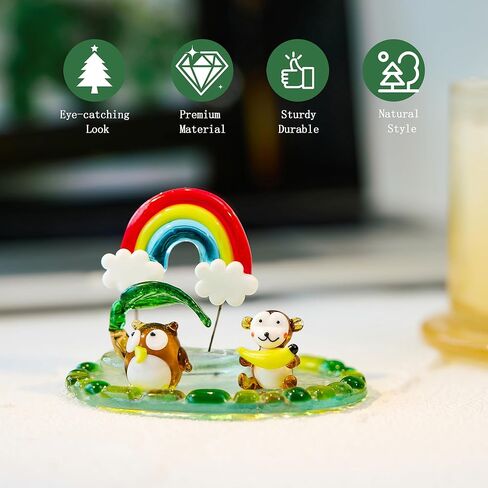 H&D HYALINE & DORA Owl Blown Glass Figurine Miniature Bird Figurine with Round Base Handmade Glass Animal Figure Collectible for Christams Home Decor in Saudi Arabia