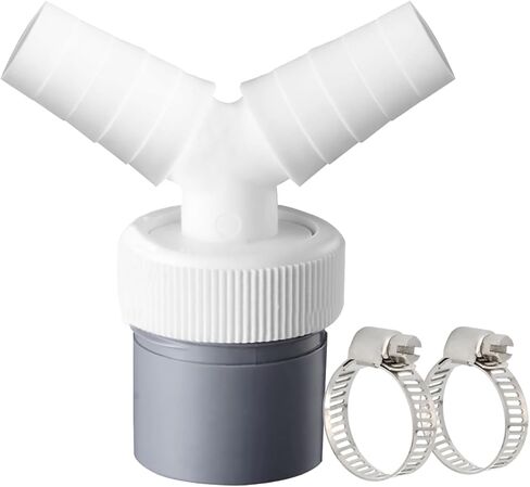 Y-Shaped Drain Connector for Washing Machine & Dishwasher - Fitting, Space-Saving Hose Splitter Three-Way Adapter Kit with 2 Clamps for Bathroom and Kitchen in Saudi Arabia