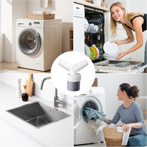 Y-Shaped Drain Connector for Washing Machine & Dishwasher - Fitting, Space-Saving Hose Splitter Three-Way Adapter Kit with 2 Clamps for Bathroom and Kitchen in Saudi Arabia