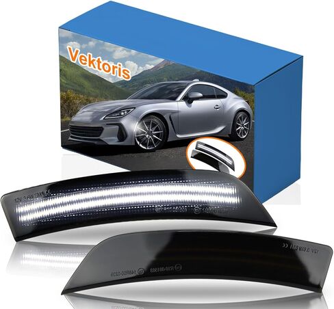 مجموعة مصابيح علامة جانبية للعجلة الأمامية LED مدخنة لسيارة 2022 2023 Toyota GR86 Subaru BRZ - (L+R) مجموعة مصابيح علامة جانبية بيضاء، التوصيل والتشغيل، رقم OE # 84411CC010 (عدسة مدخنة ضوء LED أبيض) in Kuwait