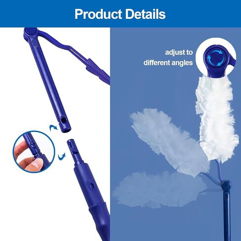 مقابض بديلة متوافقة مع عبوة Swiffer Duster، مقبض ممتد من Swiffer Duster، مقبض غبار قابل للطي والتمديد فقط (5 قطع زرقاء) in Kuwait