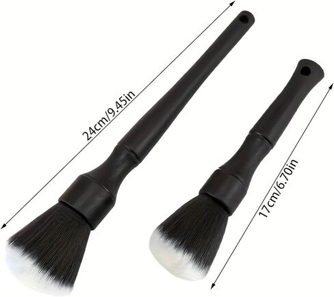 2pcs Car Detailing Brush, Ultra Soft Car Detail Brush Kit for Elegant Surfaces, Auto Scratch-Free Cleaner Kit for Car Interior & Exterior, Wheels, Dashboard, Engine Bay (Long+Short Handle) in Saudi Arabia