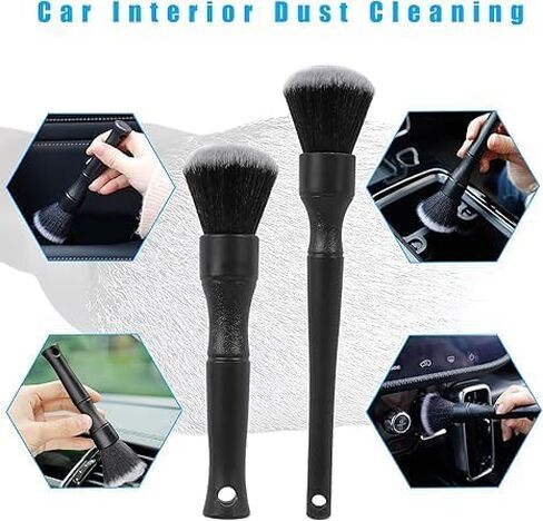 2pcs Car Detailing Brush, Ultra Soft Car Detail Brush Kit for Elegant Surfaces, Auto Scratch-Free Cleaner Kit for Car Interior & Exterior, Wheels, Dashboard, Engine Bay (Long+Short Handle) in Saudi Arabia