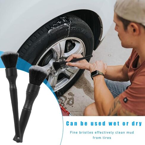 2pcs Car Detailing Brush, Ultra Soft Car Detail Brush Kit for Elegant Surfaces, Auto Scratch-Free Cleaner Kit for Car Interior & Exterior, Wheels, Dashboard, Engine Bay (Long+Short Handle) in Saudi Arabia