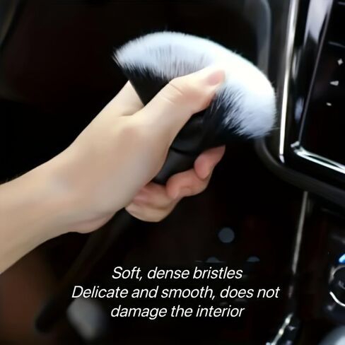 2pcs Car Detailing Brush, Ultra Soft Car Detail Brush Kit for Elegant Surfaces, Auto Scratch-Free Cleaner Kit for Car Interior & Exterior, Wheels, Dashboard, Engine Bay (Long+Short Handle) in Saudi Arabia