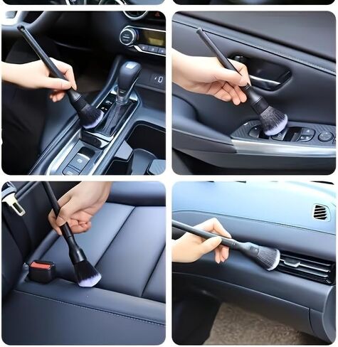 2pcs Car Detailing Brush, Ultra Soft Car Detail Brush Kit for Elegant Surfaces, Auto Scratch-Free Cleaner Kit for Car Interior & Exterior, Wheels, Dashboard, Engine Bay (Long+Short Handle) in Saudi Arabia