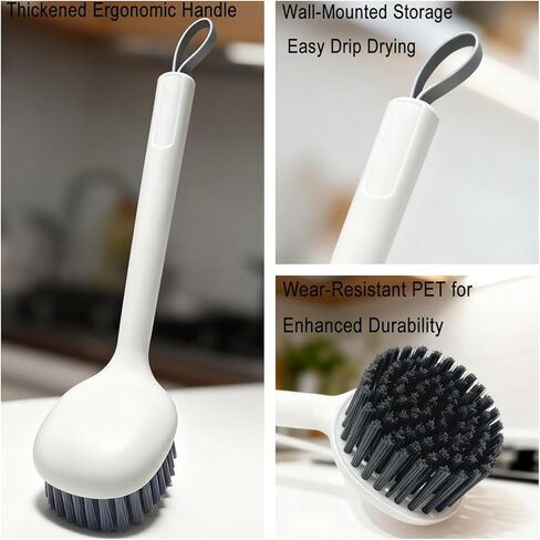 2-Piece Set Handheld Dish Brush with Brass Scrubber and Steel Scraper for Stubborn Grease - Dual-Head Cleaner for Pots, Pans, Stovetop, Sink in Saudi Arabia
