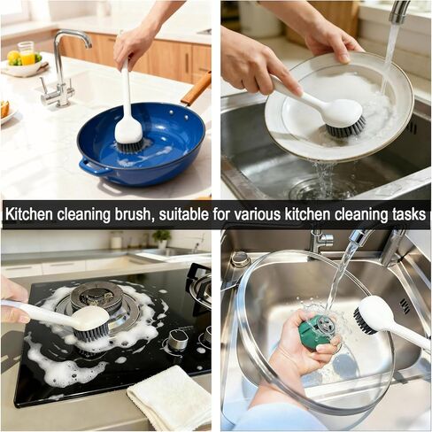 2-Piece Set Handheld Dish Brush with Brass Scrubber and Steel Scraper for Stubborn Grease - Dual-Head Cleaner for Pots, Pans, Stovetop, Sink in Saudi Arabia