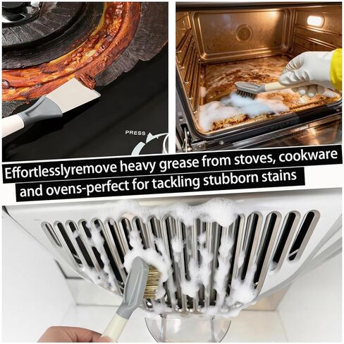 2-Piece Set Handheld Dish Brush with Brass Scrubber and Steel Scraper for Stubborn Grease - Dual-Head Cleaner for Pots, Pans, Stovetop, Sink in Saudi Arabia