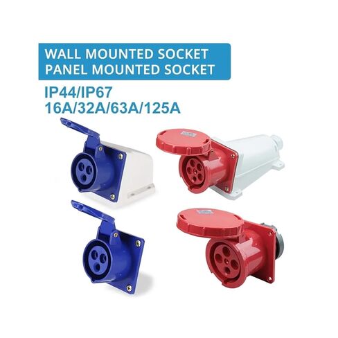 1pcs Waterproof Industrial Plug IP44 3 Pole 4 5 Pin dustproof Socket IP67 Male and Female 16a 32a 63a 125a(Ip67 125a,3 P-Panel Mounted Socket) in Saudi Arabia