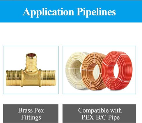 WiseWater 28 Pcs 3/4 x 3/4 x 1/2 Inch Reducing Tee PEX Fittings, Brass Barb Crimp PEX Pipe Fitting for PEX Pipe Plumbing Projects (Pack of 28) in Saudi Arabia