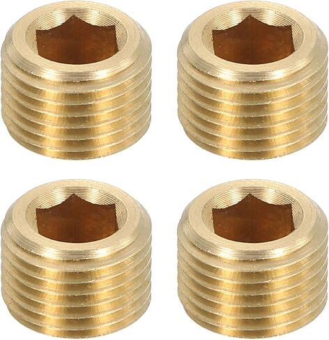 uxcell 4Pcs Brass Pipe Plug Fitting, 1/8" BSP Male Hex Counter Sunk Plug, Internal Thread Socket Pipe Plug for Closing the End of Pipe, Air Tanks in Saudi Arabia