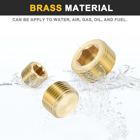 uxcell 4Pcs Brass Pipe Plug Fitting, 1/8" BSP Male Hex Counter Sunk Plug, Internal Thread Socket Pipe Plug for Closing the End of Pipe, Air Tanks in Saudi Arabia