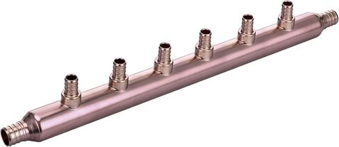 Zonon 2 Pack 3 Port Closed Crimp Copper Pex Manifold Tee 3/4 Inch Inlet 1/2 Inch Outlets 3 Port Lf Copper Plumbing Fitting Compatible with Pex PE Rt Tubing for Plumbing Manifolds in Saudi Arabia